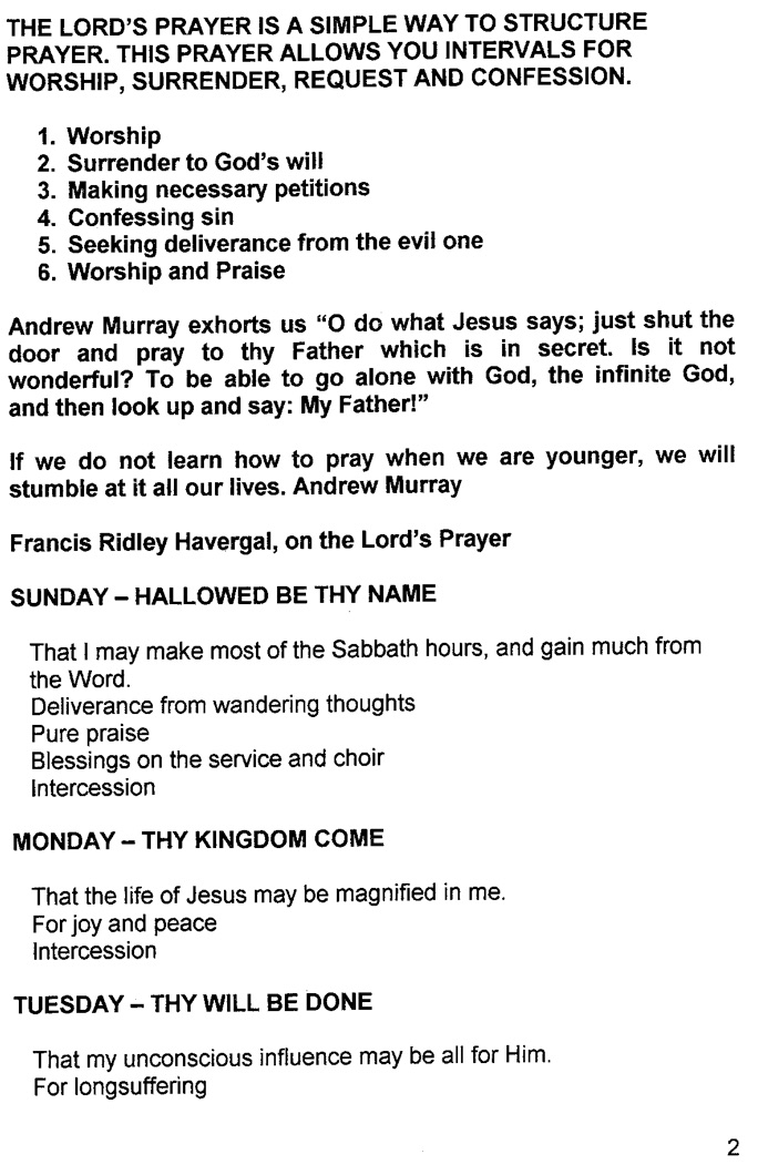 Prayer Guide Using The Lord’s Prayer